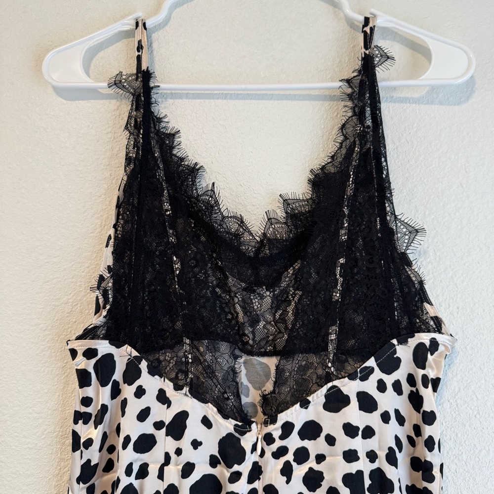 Anthropologie V-Neck Open-Back Slip Midi Dress NWT in Black & White Small - Picture 8 of 15